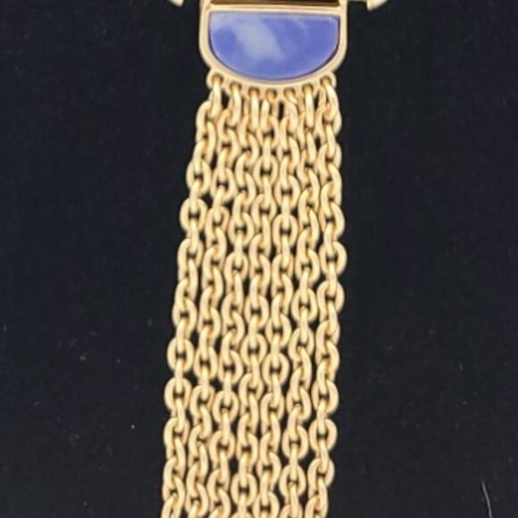 JARDIN Gold Layered Blue Sodalite Stone Fringe Pendant Chain Necklace ~ NEW - Picture 6 of 7